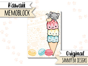Memoblock DIN A6 ♥ Kawaii Eis ♥