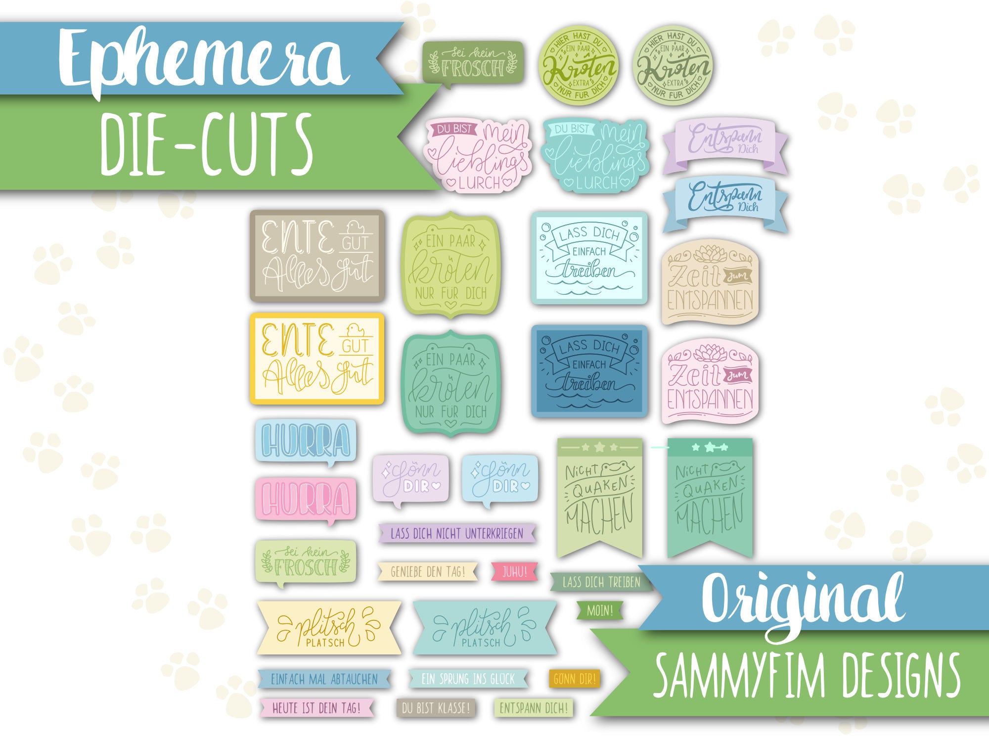 Ephemera Pack (Die-Cuts) ♥ Badespaß ♥ Sprüche