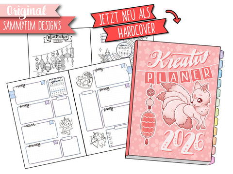Kreativ Planer 2026 A5 ♥ NEU jetzt als HARDCOVER ♥ inkl. Coloring Book