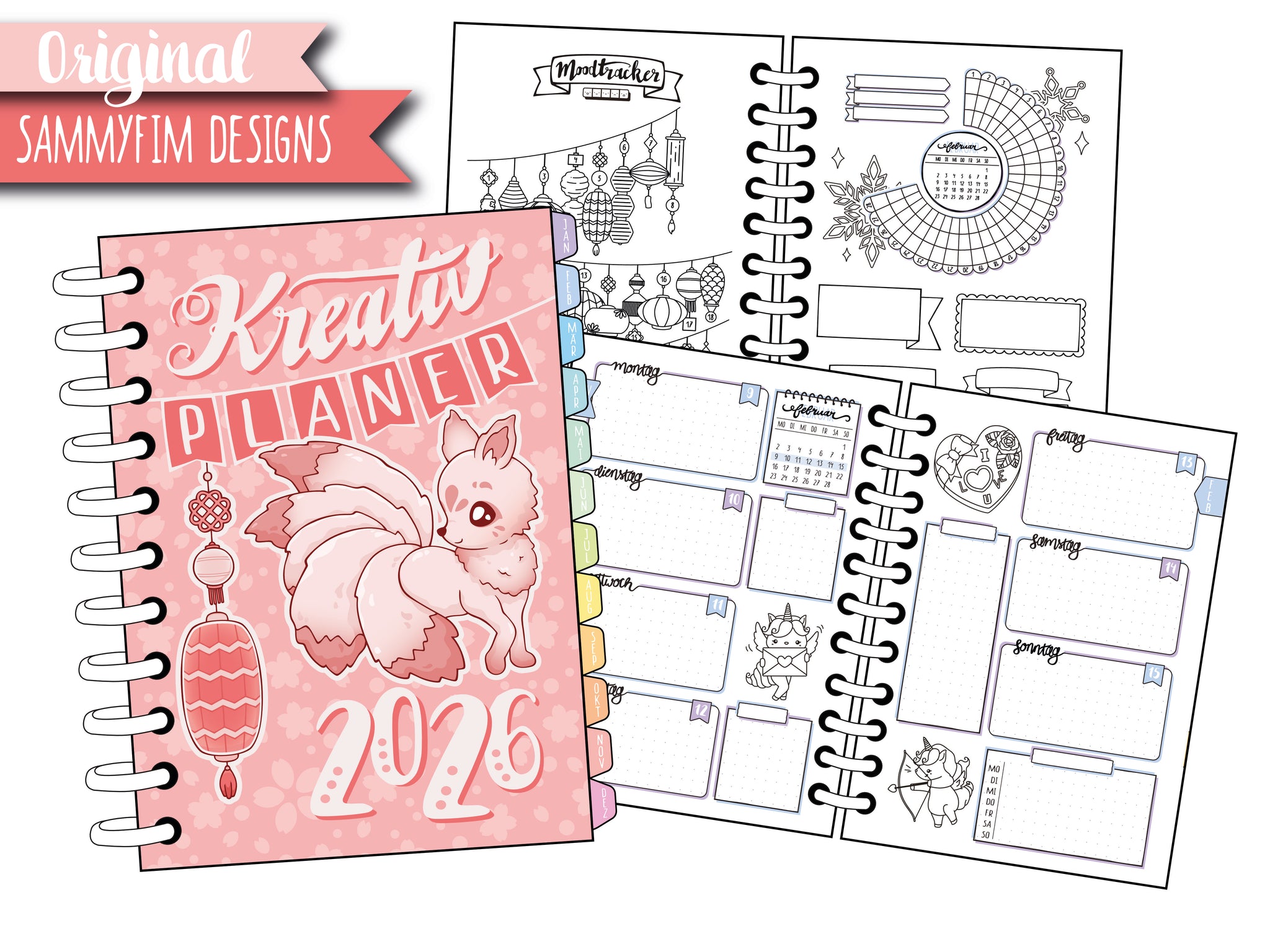 Kreativ Planer 2026 POCKET Version A6 ♥ SPIRALBINDUNG ♥ inkl. Coloring Book