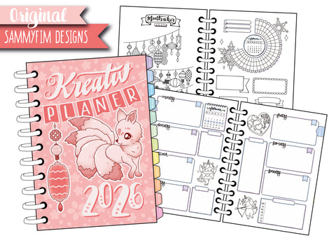 Kreativ Planer 2026 POCKET Version A6 ♥ SPIRALBINDUNG ♥ inkl. Coloring Book