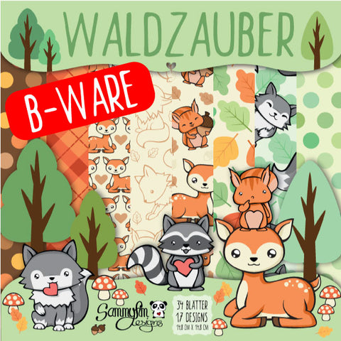 B-WARE ♥ Designpapier 14,8 cm x 14,8 cm ♥ Waldzauber ♥