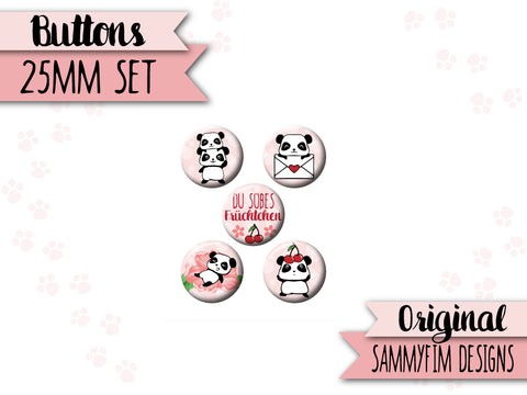 Buttons Set (25mm) ♥ Einfach Pandastisch ♥ Rosa