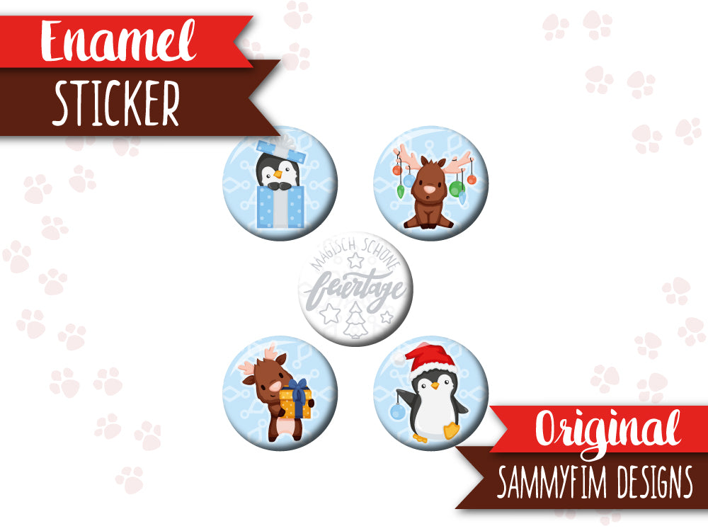 Enamel-Sticker ♥ Weihnachts-Trubel ♥ Hellblau