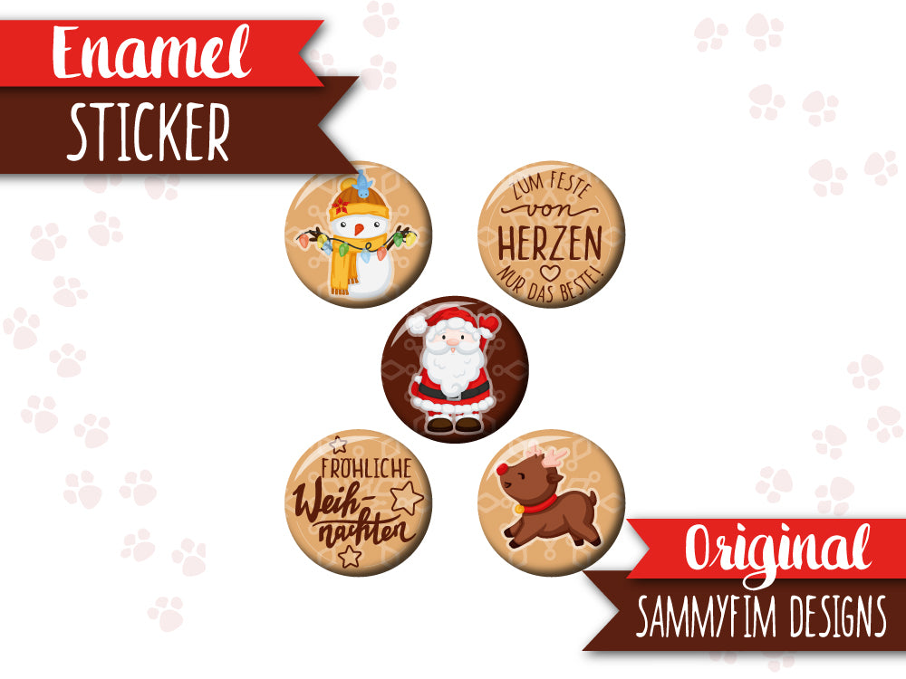 Enamel-Sticker ♥ Weihnachts-Trubel ♥ Ocker