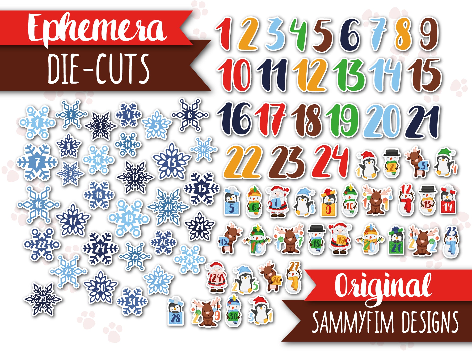 [NEU!] Ephemera Pack (Die-Cuts) ♥ Weihnachts-Trubel ♥ Zahlen